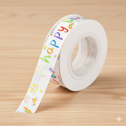 Bandă textilă cu mesaj happy birthday