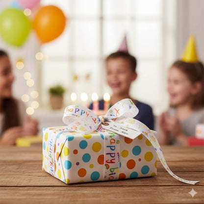 Bandă textilă cu mesaj happy birthday