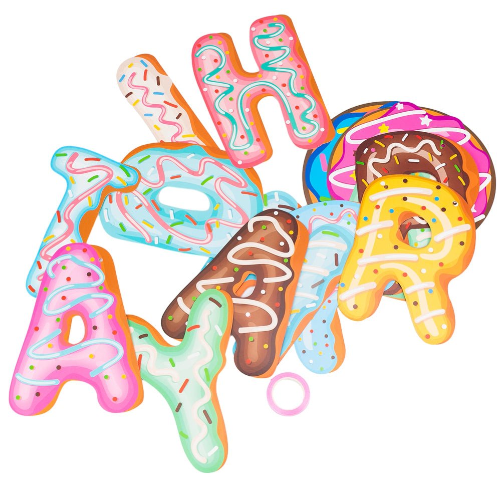 Banner aniversar din hârtie cu design gogoși