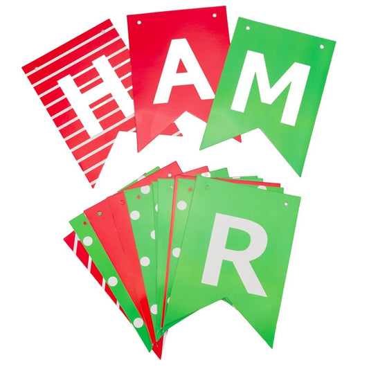 Banner Crăciun cu mesaj Merry Christmas - model 1 roșu și verde