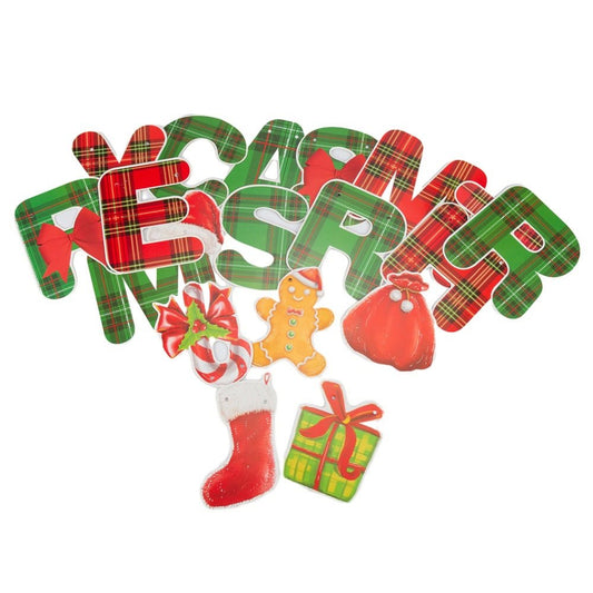 Banner Crăciun cu mesaj Merry Christmas - model 2 roșu și verde