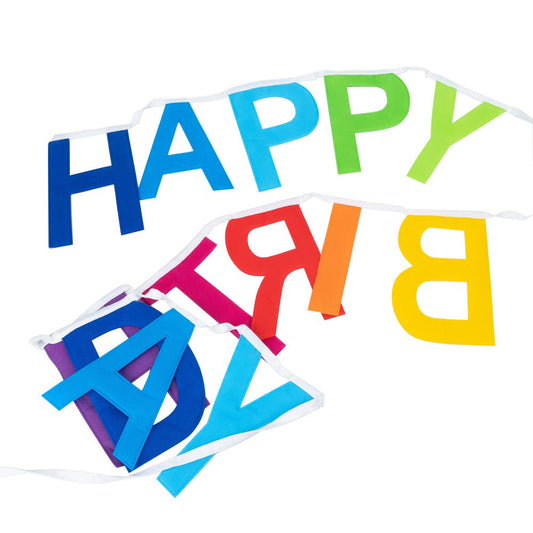 Banner textil Happy Birthday 13x18cm - multicolor