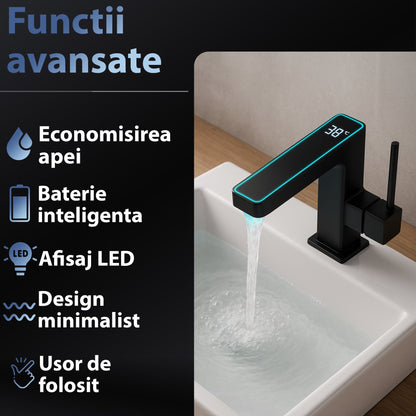 Baterie Lavoar cu Afisaj Digital LED Temperatura, Montaj Pe Blat, Monocomanda