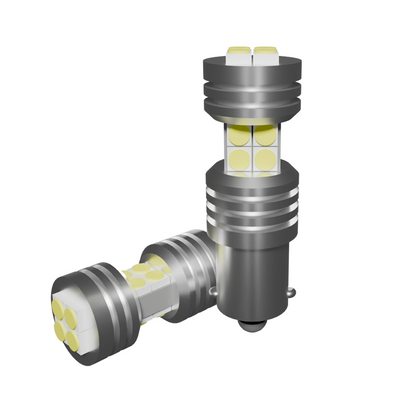 Set 2 x bec LED BA9S BAY9S BAX9S H6W LUSMAR™ Alb / Galben 900 lm Canbus - fara eroare - off-road