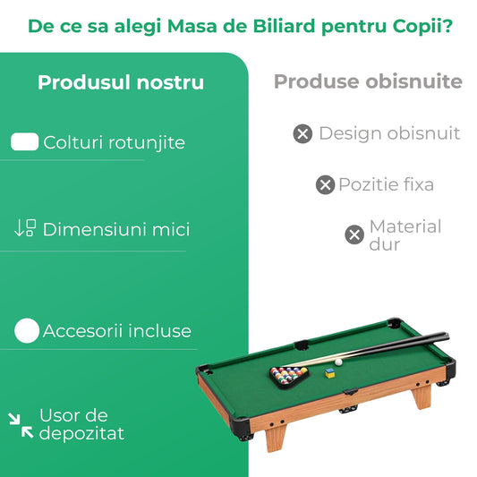 Masa de Biliard Mini Timebox, Bile, Triunghi, Creta), Maro