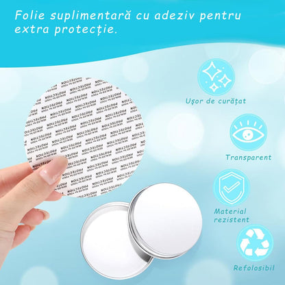 Borcan rotund transparent cu capac aluminiu
