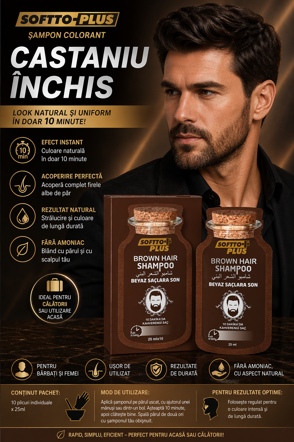 Șampon Colorant Castaniu Închis - 10x25ml