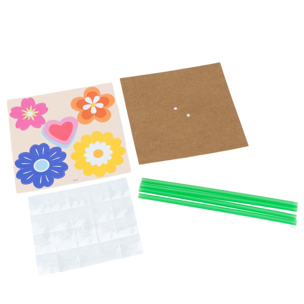 Buchet de flori din hârtie kraft cu stickere colorate (set 6 buc)