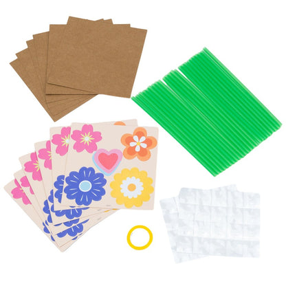 Buchet de flori din hârtie kraft cu stickere colorate (set 6 buc)