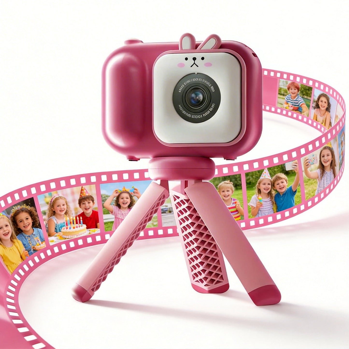 Camera Video Digitala pentru Copii cu Ecran Mare 2, Card 32GB, Roz