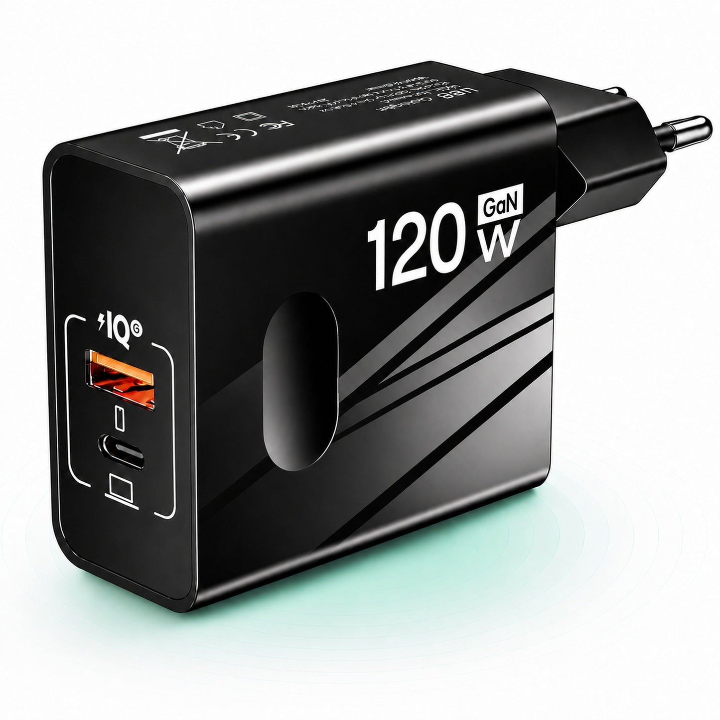 Incarcator Retea Timebox, 2 Porturi, 120W, 1 x Type-C, 1 x USB , C 3, Negru