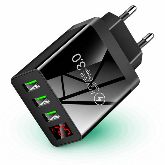 Incarcator Retea Timebox, 3 Porturi, 15W, 3 x USB, LED Voltaj, Negru