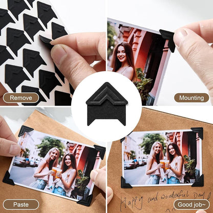 Colțare sticker pentru fotografii - negru (set 240 buc)