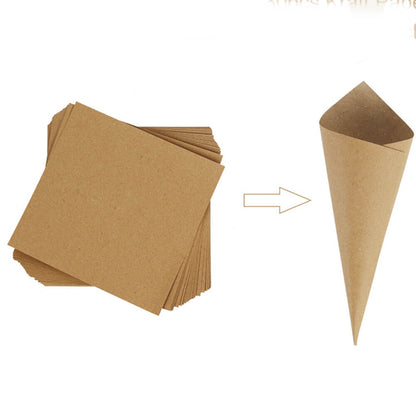 Con hârtie cu fundă iută 14,5x14,5cm - kraft (set 50 buc)