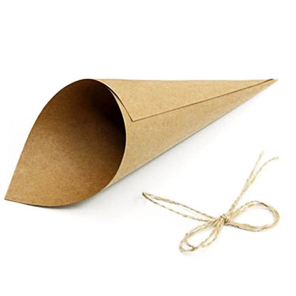 Con hârtie cu fundă iută 14,5x14,5cm - kraft (set 50 buc)