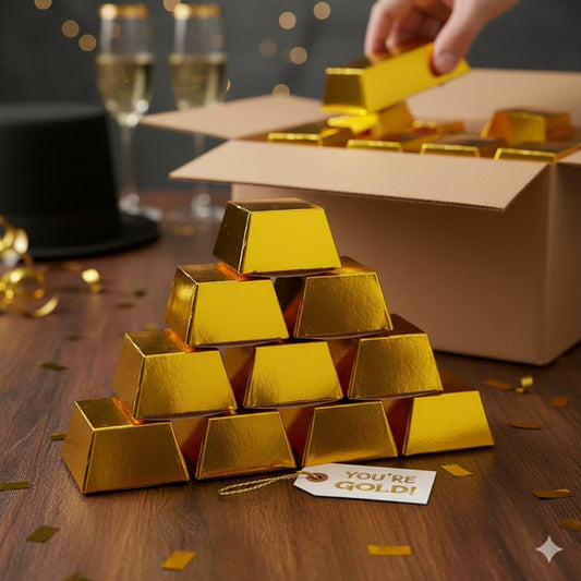 Cutie cadou carton imitație lingou (set 24 buc)