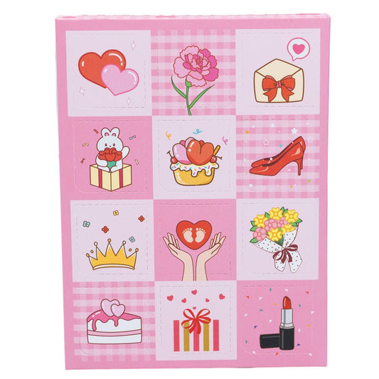 Cutie cadou roz cu 12 compartimente și capac apăsabil (set 5 buc)