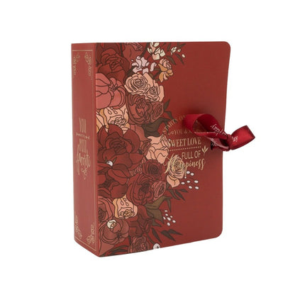 Cutie carte cu fundă satinată și design floral - roșu (set 50 buc)