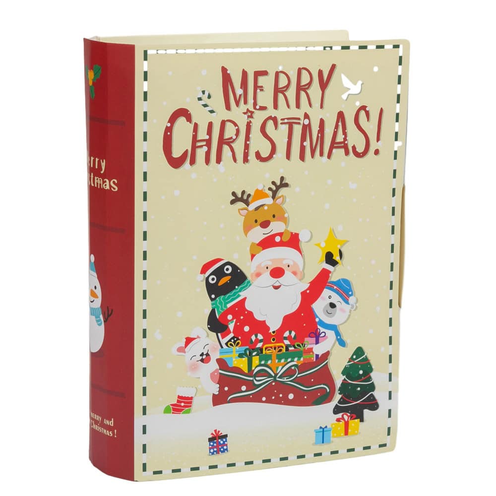 Cutie carte pliabilă de Crăciun - bej (set 5 buc)