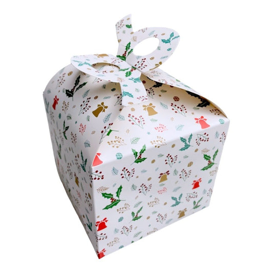 Cutie Crăciun cu mâner dublu - alb (set 12 buc) 12x12x10cm