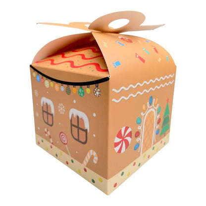 Cutie Crăciun cu mâner dublu - kraft (set 12 buc) 12x12x10cm