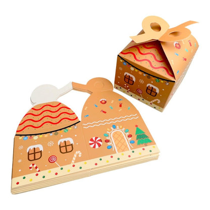 Cutie Crăciun cu mâner dublu - kraft (set 12 buc) 12x12x10cm