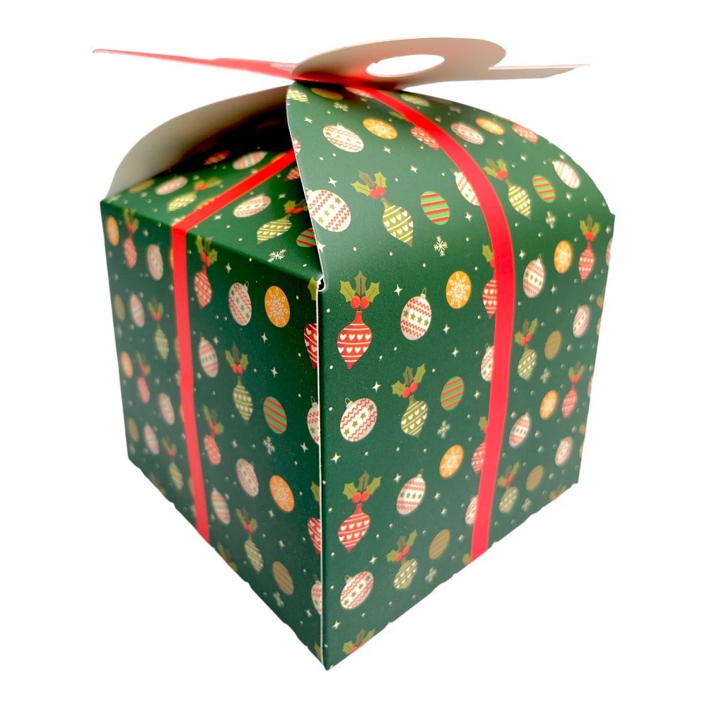Cutie Crăciun cu mâner dublu - verde (set 12 buc) 12x12x10cm