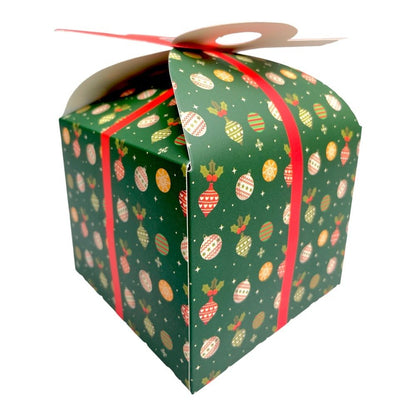 Cutie Crăciun cu mâner dublu - verde (set 12 buc) 12x12x10cm