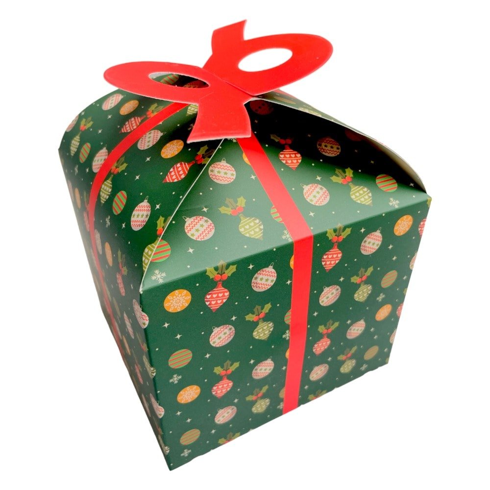 Cutie Crăciun cu mâner dublu - verde (set 12 buc) 12x12x10cm