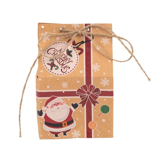 Cutie Crăciun Fericit cu închidere sfoară iută - model 2 kraft (set 50 buc)