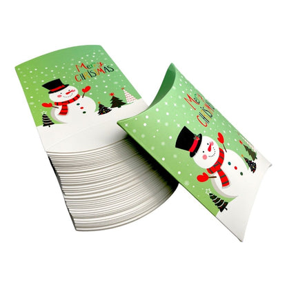 Cutie Crăciun în formă de pernă - model 9 verde (set 50 buc) 14x10x2.6cm