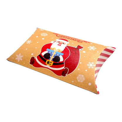 Cutie Crăciun kraft în formă de pernă - model 5 Cadourile Moșului (set 50 buc) 12x7.2x2.5cm