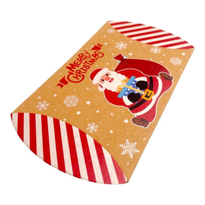 Cutie Crăciun kraft în formă de pernă - model 5 Cadourile Moșului (set 50 buc) 12x7.2x2.5cm