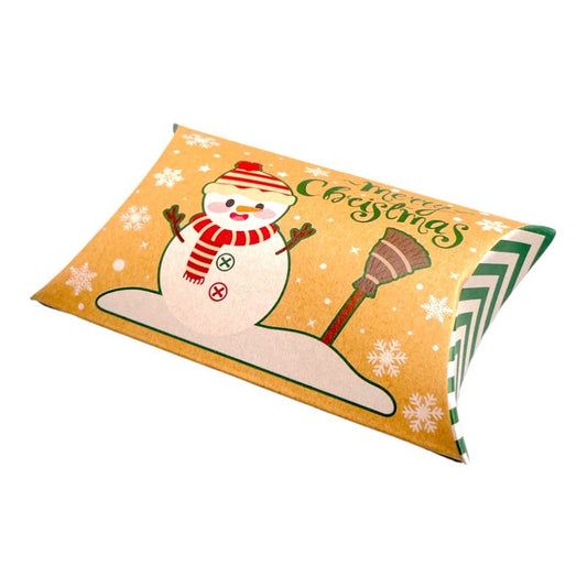 Cutie Crăciun kraft în formă de pernă - model 6 om de zăpadă (set 50 buc) 12x7.2x2.5cm