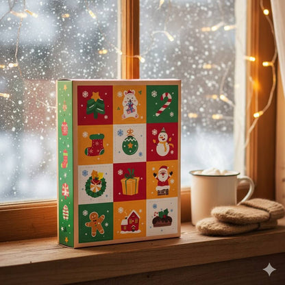 Cutie Crăciun tip calendar Advent cu 12 compartimente (set 5 buc)