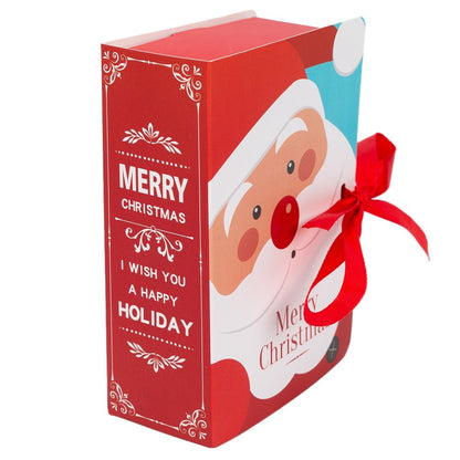 Cutie Crăciun tip carte cu Moș Crăciun și fundă (set 25 buc)