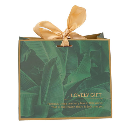 Cutie cu fundă satinată și mesaj Save the date - verde (set 50 buc)