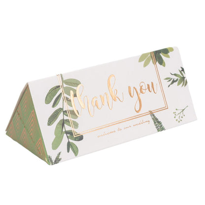 Cutie cu mesaj Thank you și panglică - verde (set 50 buc) - 13x5.5