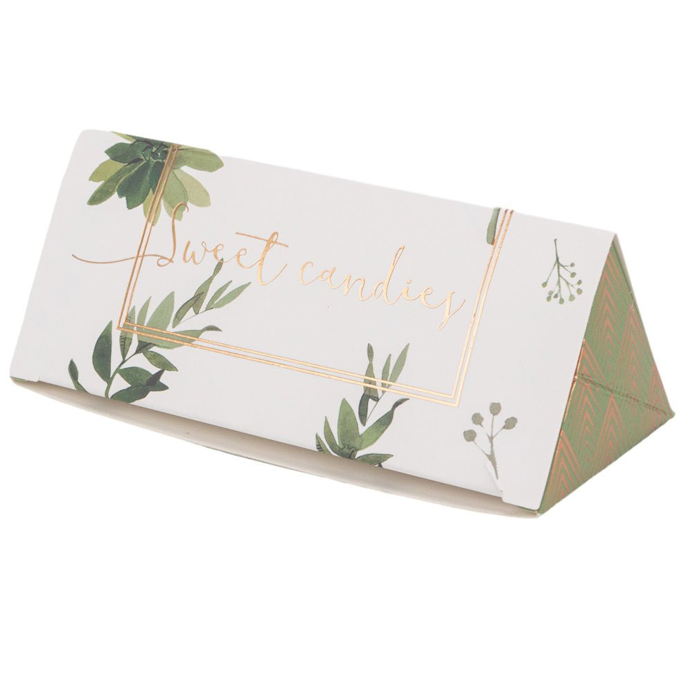 Cutie cu mesaj Thank you și panglică - verde (set 50 buc) - 13x5.5