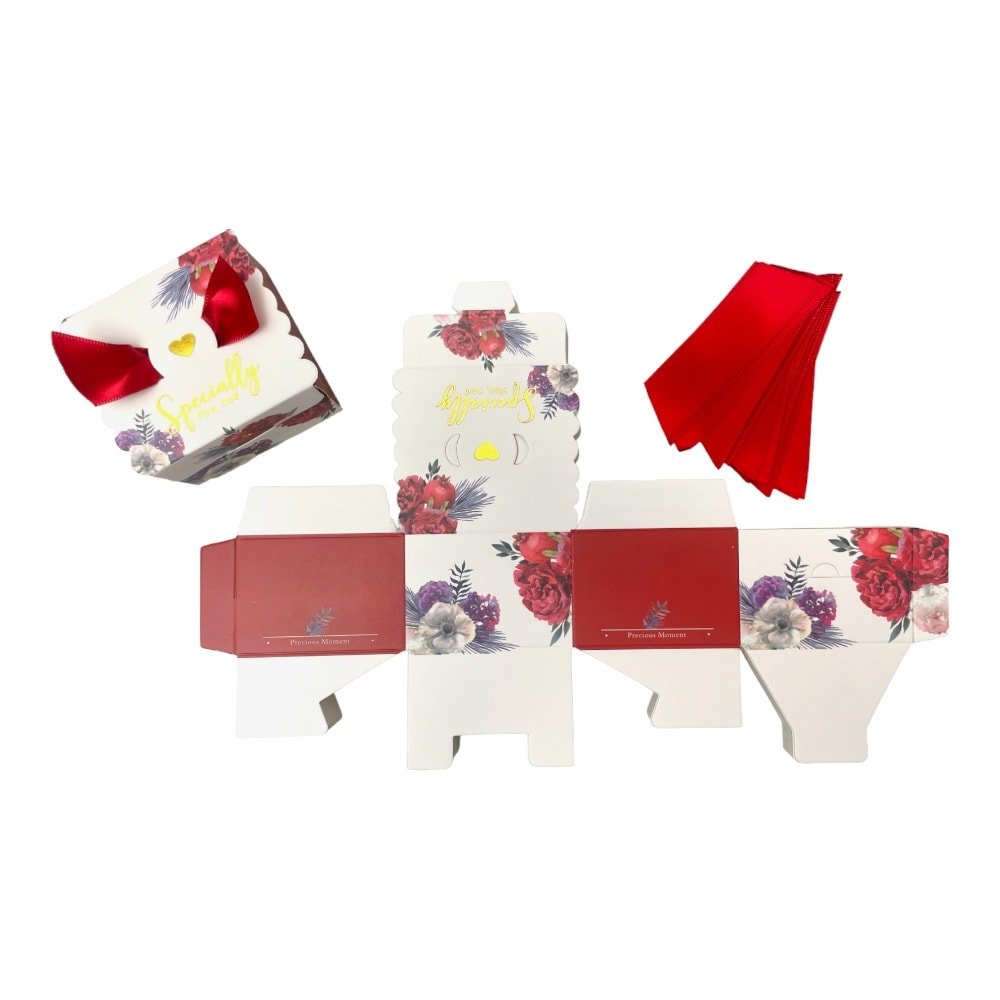 Cutie cu panglică mică - roșu (set 50 buc)