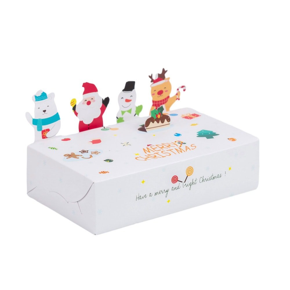 Cutie de Crăciun cu figurine 3D - alb (set 10 buc)