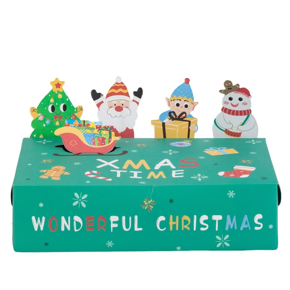 Cutie de Crăciun cu figurine 3D - verde (set 10 buc)