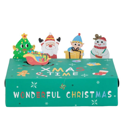 Cutie de Crăciun cu figurine 3D - verde (set 10 buc)