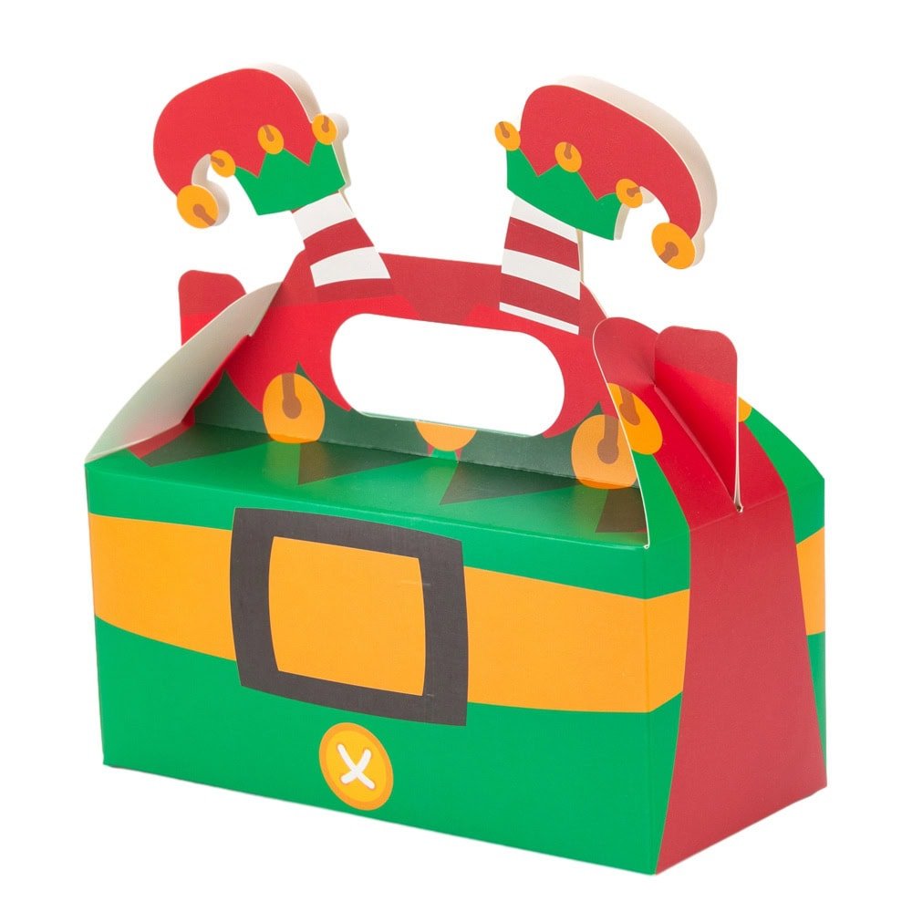 Cutie de Crăciun cu mâner model elf - verde (set 25 buc)