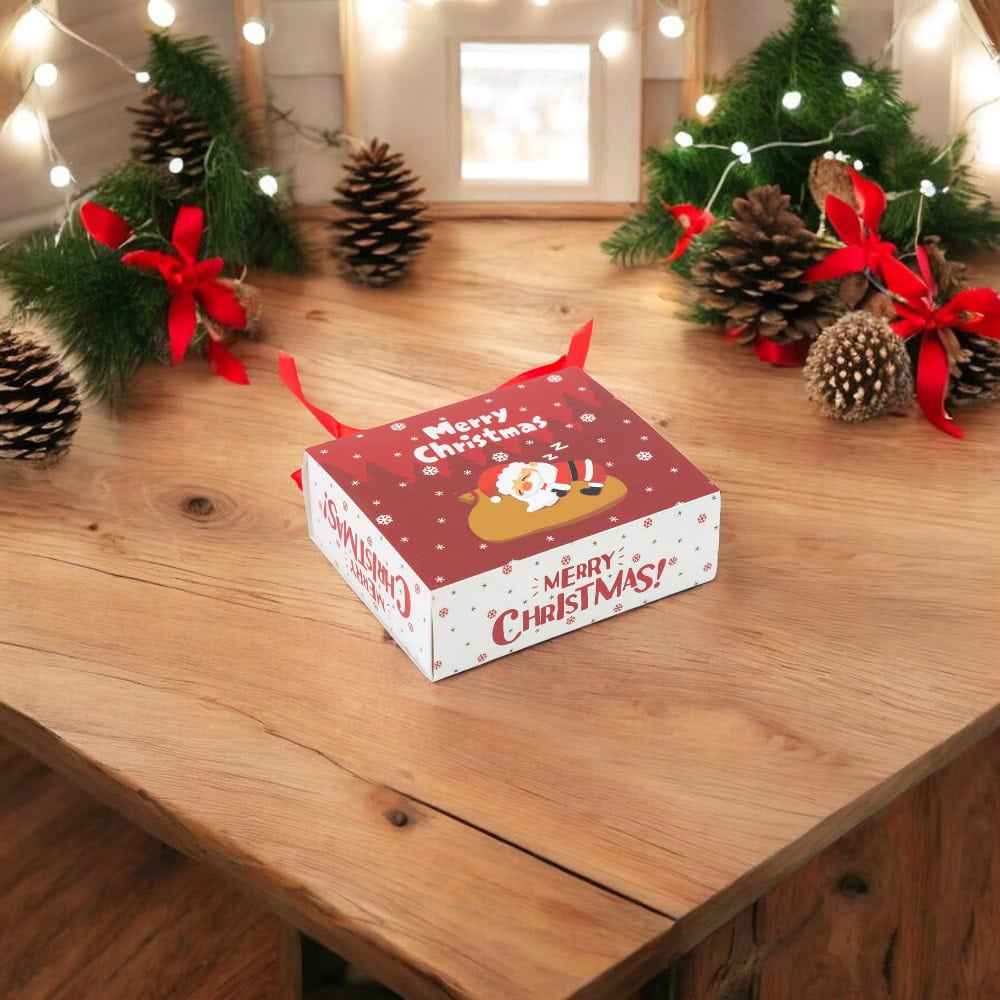 Cutie de Crăciun cu sertar și fundă satinată - roșu (set 25 buc)