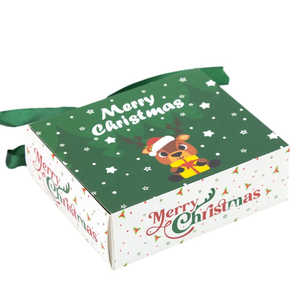 Cutie de Crăciun cu sertar și fundă satinată - verde (set 25 buc)