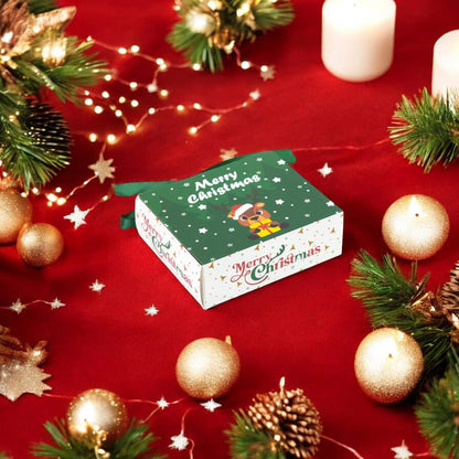 Cutie de Crăciun cu sertar și fundă satinată - verde (set 25 buc)