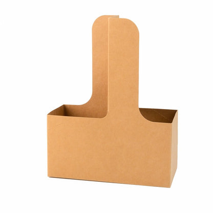 Cutie deschisă kraft cu mâner pentru două pahare 17.5x8x22.5cm (set 50 buc)