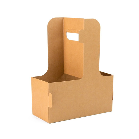 Cutie deschisă kraft cu mâner pentru două pahare 17.5x8x22.5cm (set 50 buc)