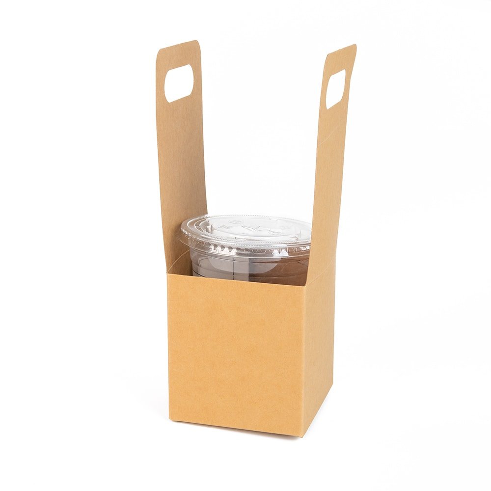 Cutie deschisă kraft cu mâner pentru un pahar 9x9x24cm (set 50 buc)